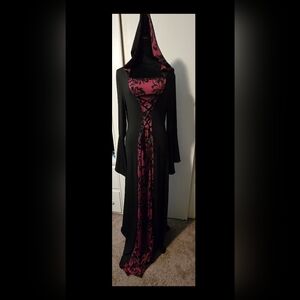 Black and Red Hooded Dress